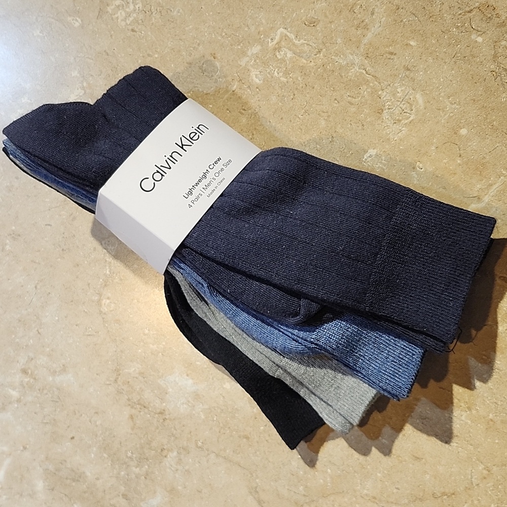 Calvin Klein Multicolor Ribbed Lightweight Crew Socks - 4 pack